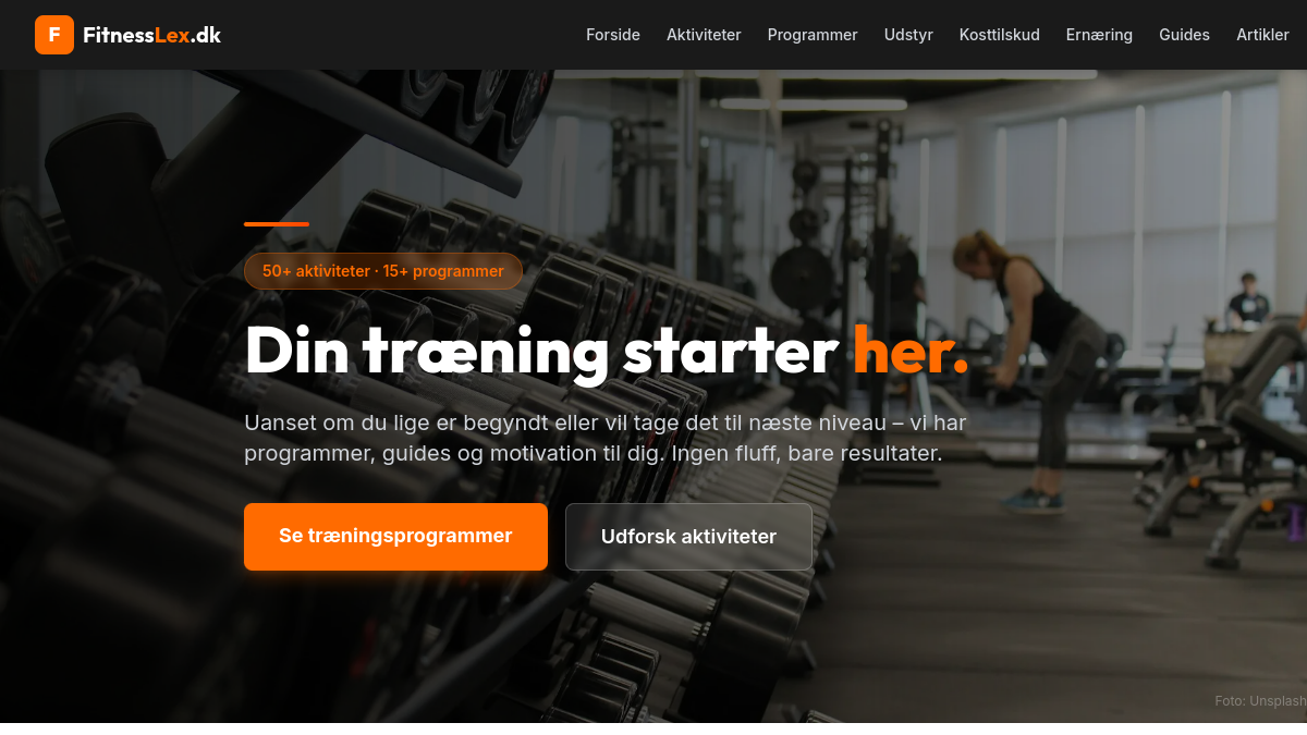 Screenshot af FitnessLex