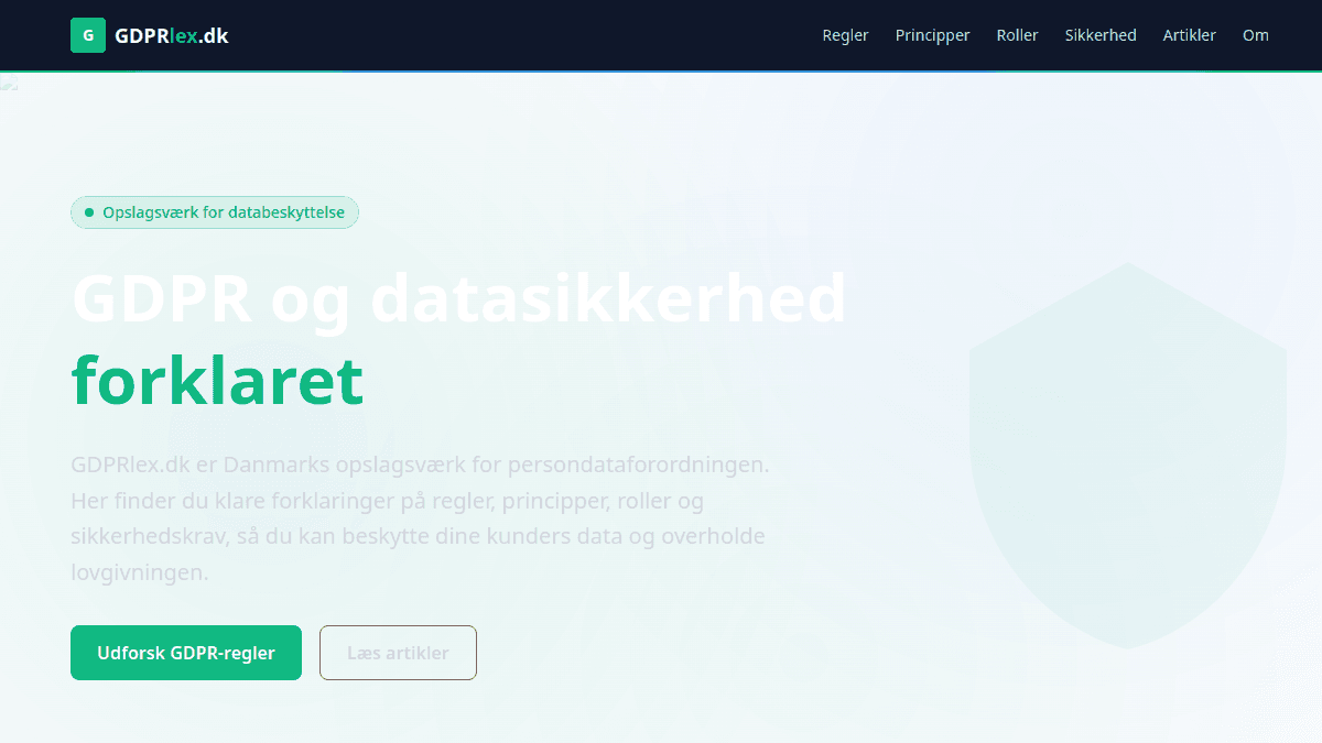 Screenshot af GDPRlex