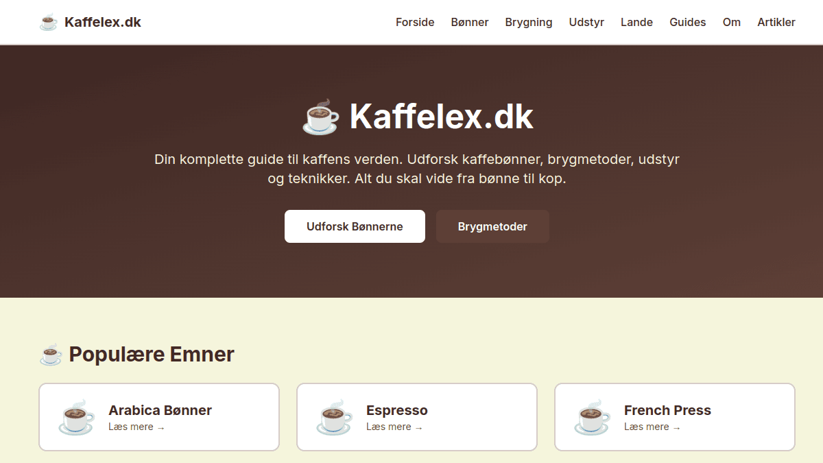 Screenshot af Kaffelex