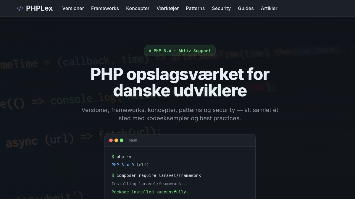 Screenshot af PHPLex